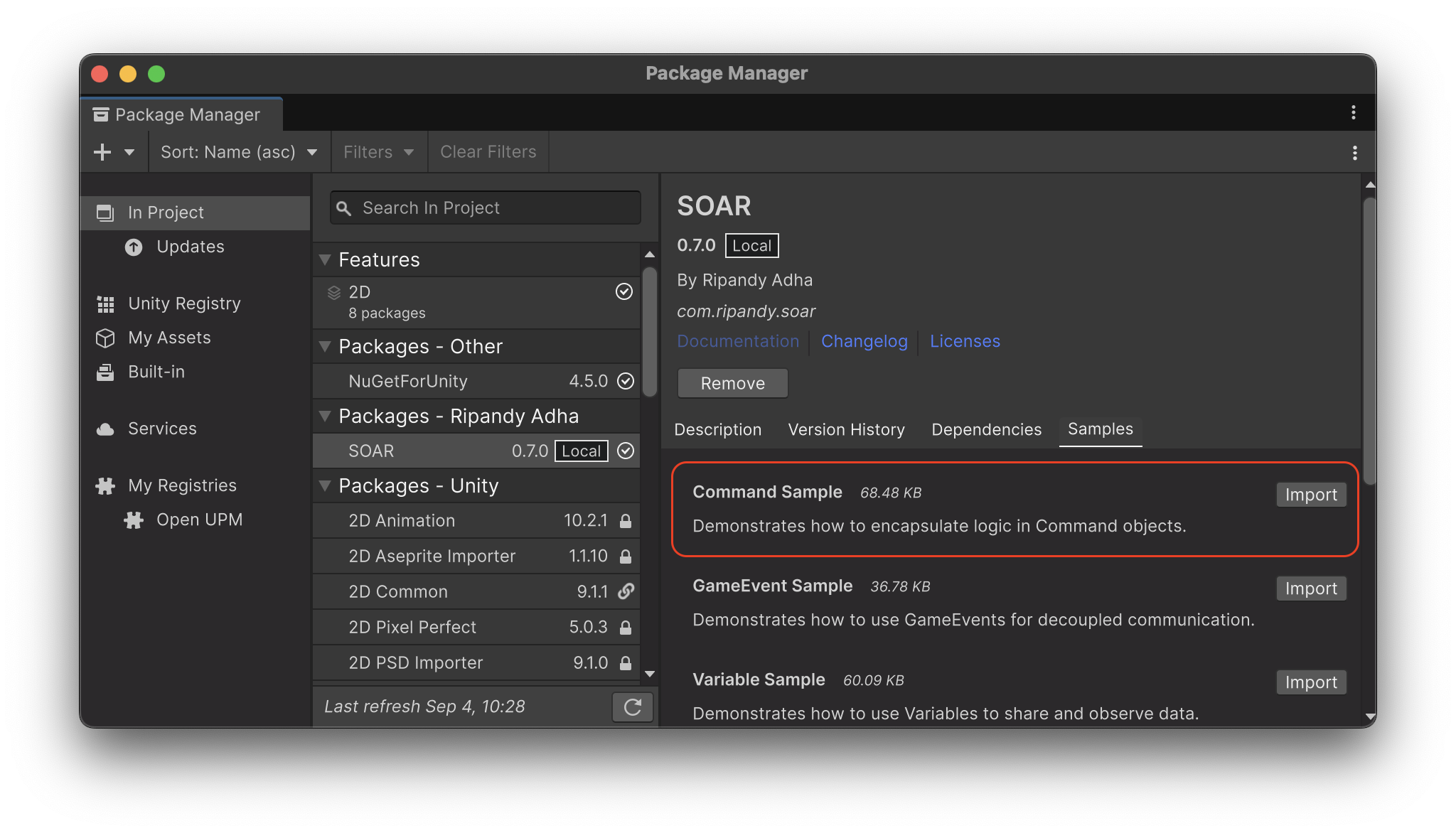SOAR_ImportSamples_Command
